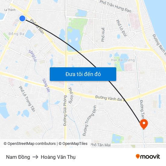 Nam Đồng to Hoàng Văn Thụ map