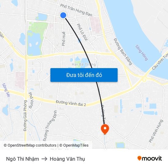 Ngô Thì Nhậm to Hoàng Văn Thụ map