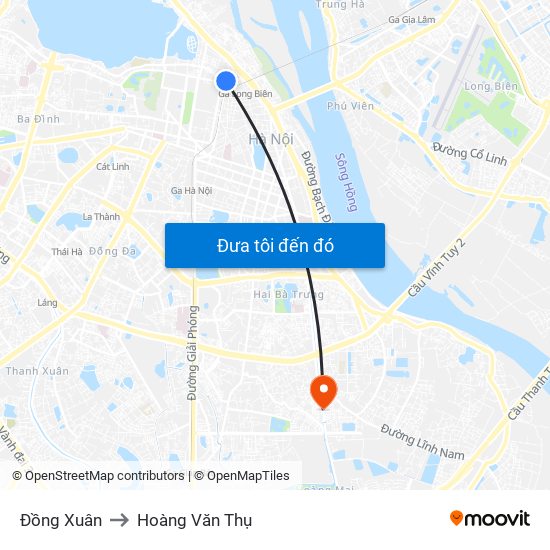Đồng Xuân to Hoàng Văn Thụ map