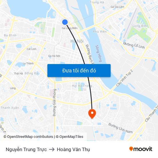 Nguyễn Trung Trực to Hoàng Văn Thụ map