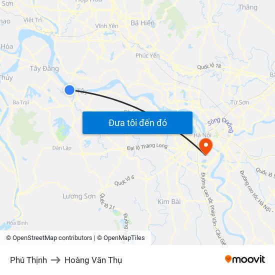 Phú Thịnh to Hoàng Văn Thụ map