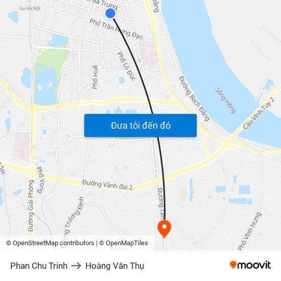 Phan Chu Trinh to Hoàng Văn Thụ map