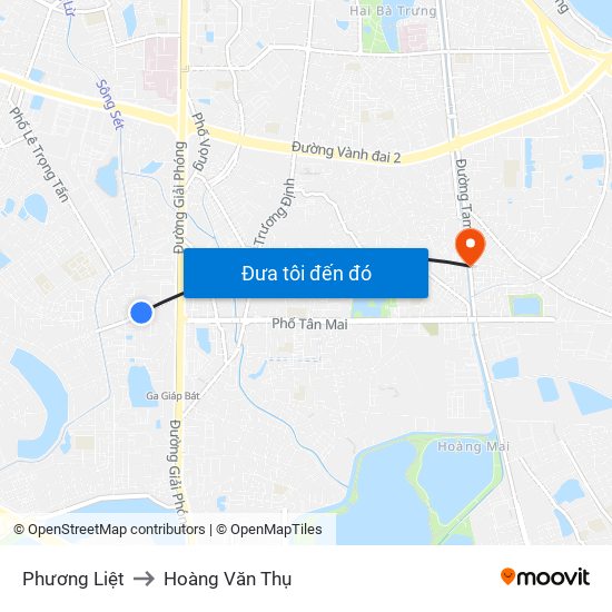 Phương Liệt to Hoàng Văn Thụ map