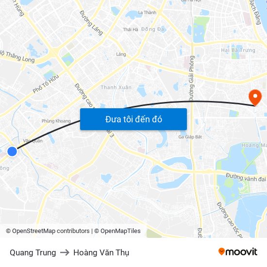 Quang Trung to Hoàng Văn Thụ map
