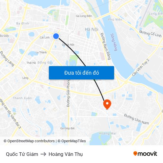 Quốc Tử Giám to Hoàng Văn Thụ map