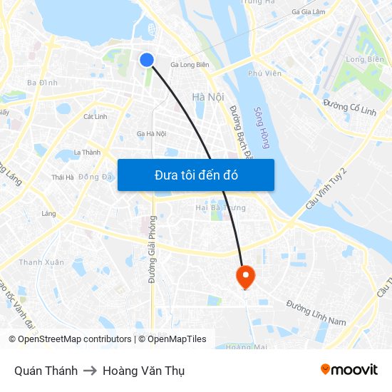 Quán Thánh to Hoàng Văn Thụ map