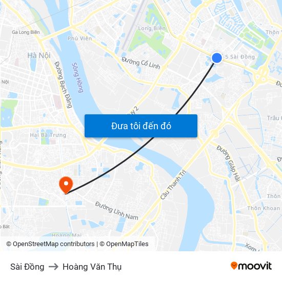 Sài Đồng to Hoàng Văn Thụ map