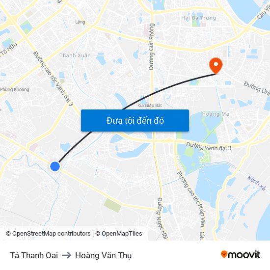 Tả Thanh Oai to Hoàng Văn Thụ map