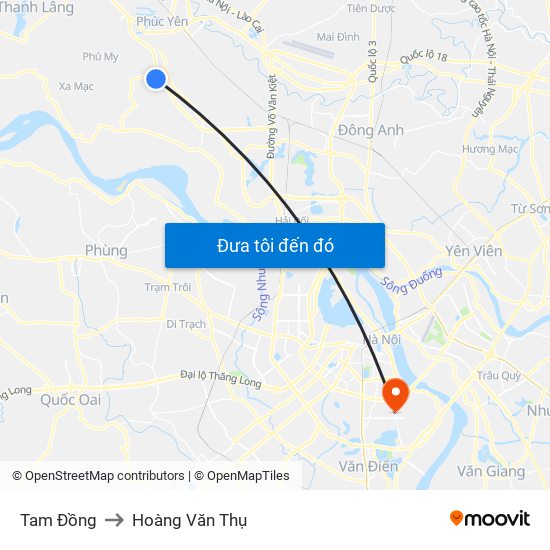 Tam Đồng to Hoàng Văn Thụ map
