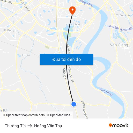 Thường Tín to Hoàng Văn Thụ map