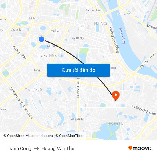 Thành Công to Hoàng Văn Thụ map