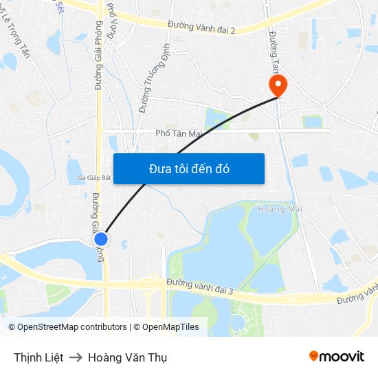 Thịnh Liệt to Hoàng Văn Thụ map