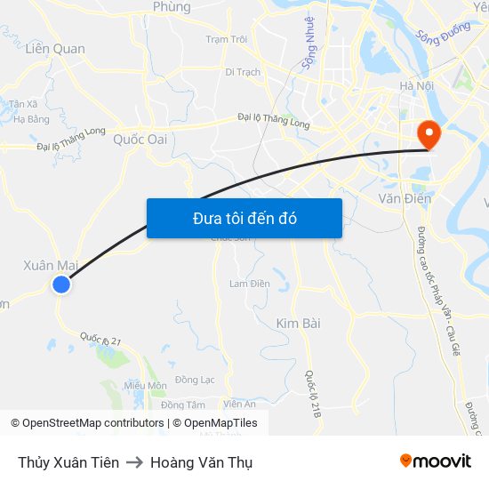 Thủy Xuân Tiên to Hoàng Văn Thụ map