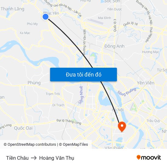 Tiền Châu to Hoàng Văn Thụ map