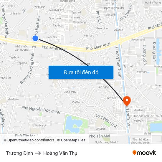 Trương Định to Hoàng Văn Thụ map