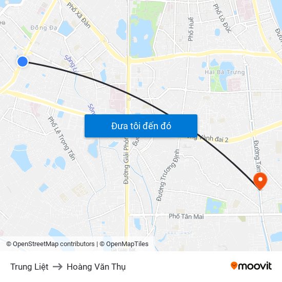 Trung Liệt to Hoàng Văn Thụ map