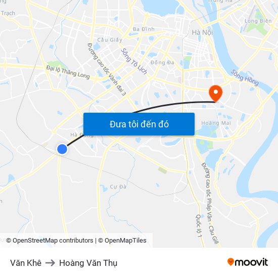 Văn Khê to Hoàng Văn Thụ map