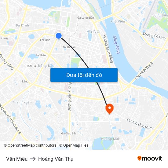 Văn Miếu to Hoàng Văn Thụ map