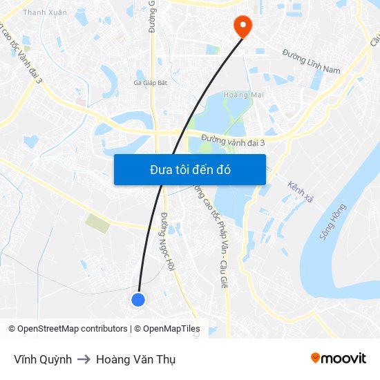 Vĩnh Quỳnh to Hoàng Văn Thụ map