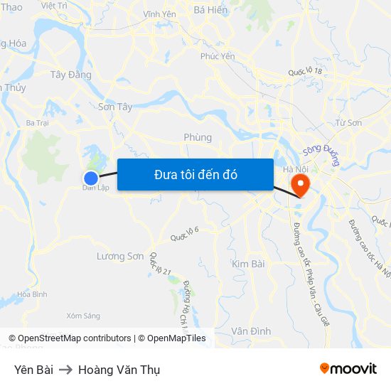 Yên Bài to Hoàng Văn Thụ map