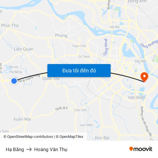 Hạ Bằng to Hoàng Văn Thụ map