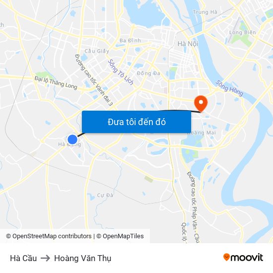 Hà Cầu to Hoàng Văn Thụ map