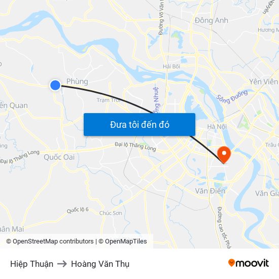 Hiệp Thuận to Hoàng Văn Thụ map