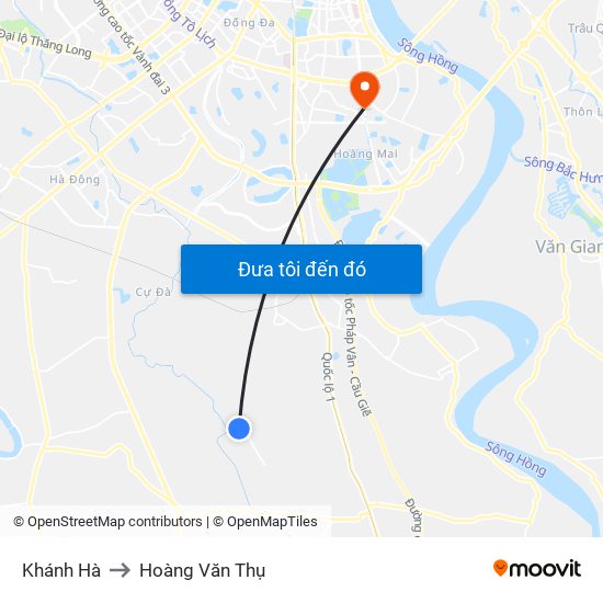 Khánh Hà to Hoàng Văn Thụ map