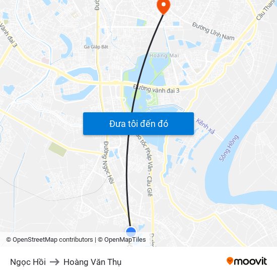 Ngọc Hồi to Hoàng Văn Thụ map