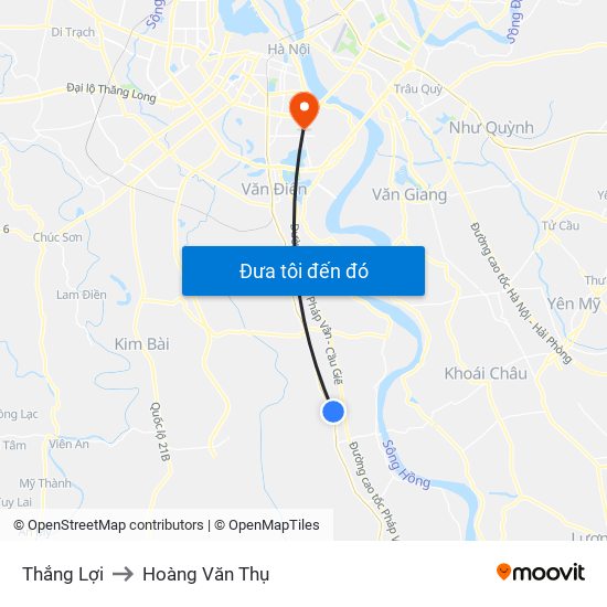 Thắng Lợi to Hoàng Văn Thụ map