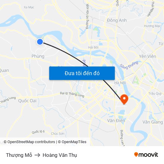 Thượng Mỗ to Hoàng Văn Thụ map