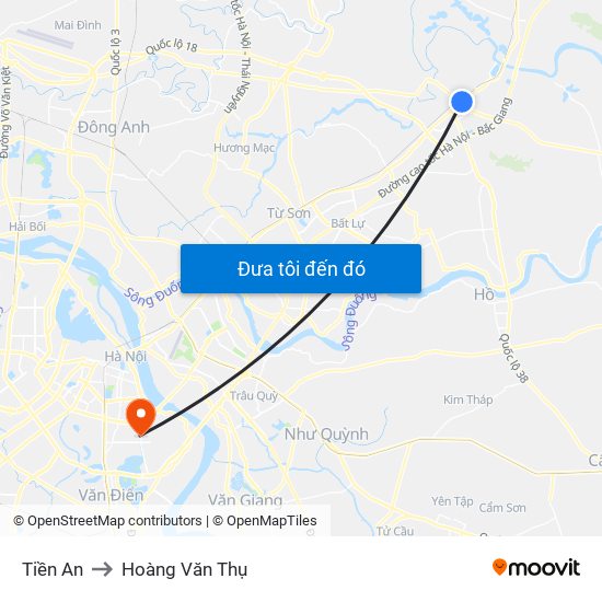 Tiền An to Hoàng Văn Thụ map