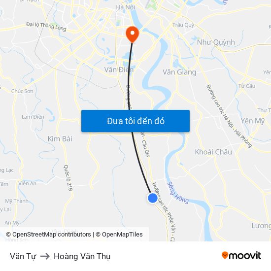 Văn Tự to Hoàng Văn Thụ map