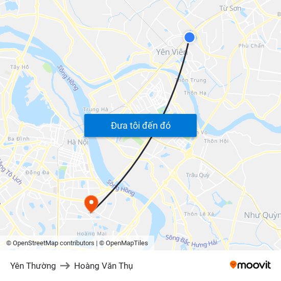 Yên Thường to Hoàng Văn Thụ map