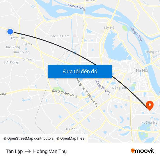 Tân Lập to Hoàng Văn Thụ map