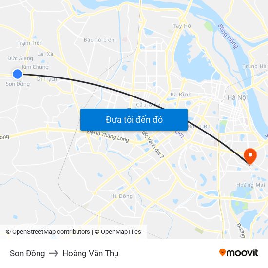 Sơn Đồng to Hoàng Văn Thụ map