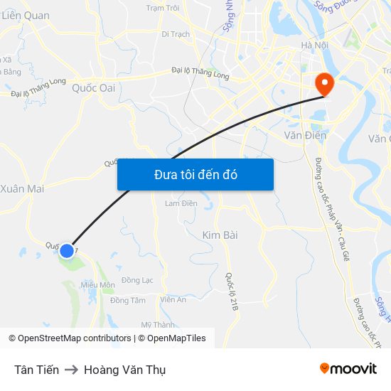 Tân Tiến to Hoàng Văn Thụ map