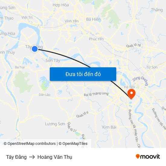 Tây Đằng to Hoàng Văn Thụ map