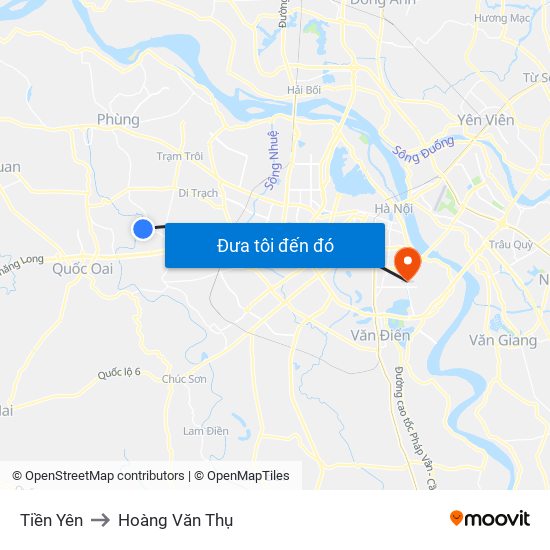 Tiền Yên to Hoàng Văn Thụ map