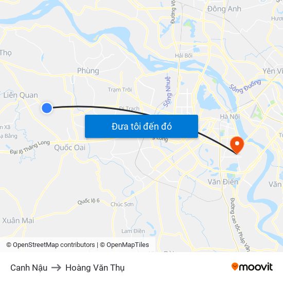 Canh Nậu to Hoàng Văn Thụ map