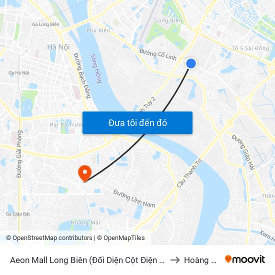 Aeon Mall Long Biên (Đối Diện Cột Điện T4a/2a-B Đường Cổ Linh) to Hoàng Văn Thụ map