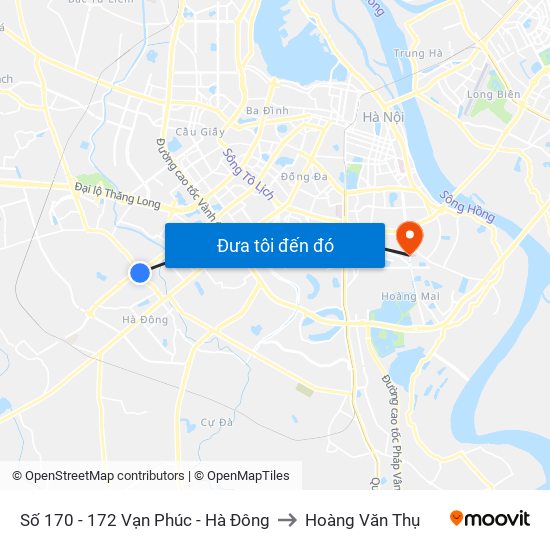 Số 170 - 172 Vạn Phúc - Hà Đông to Hoàng Văn Thụ map