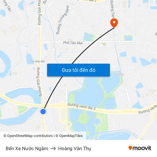 Bến Xe Nước Ngầm to Hoàng Văn Thụ map