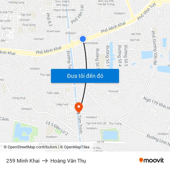 259 Minh Khai to Hoàng Văn Thụ map
