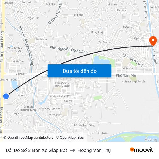 Dải Đỗ Số 3 Bến Xe Giáp Bát to Hoàng Văn Thụ map