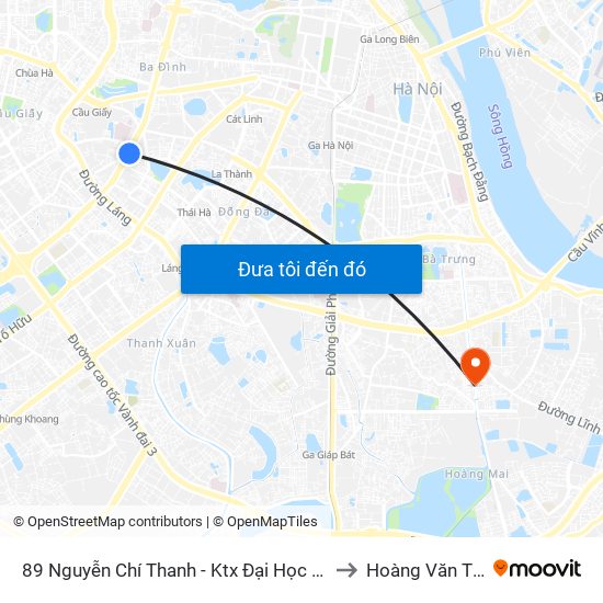 89 Nguyễn Chí Thanh - Ktx Đại Học Luật to Hoàng Văn Thụ map