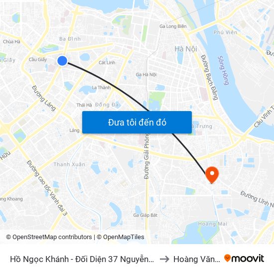 Hồ Ngọc Khánh - Đối Diện 37 Nguyễn Chí Thanh to Hoàng Văn Thụ map