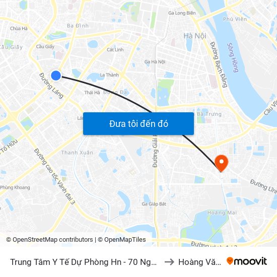 Trung Tâm Y Tế Dự Phòng Hn - 70 Nguyễn Chí Thanh to Hoàng Văn Thụ map
