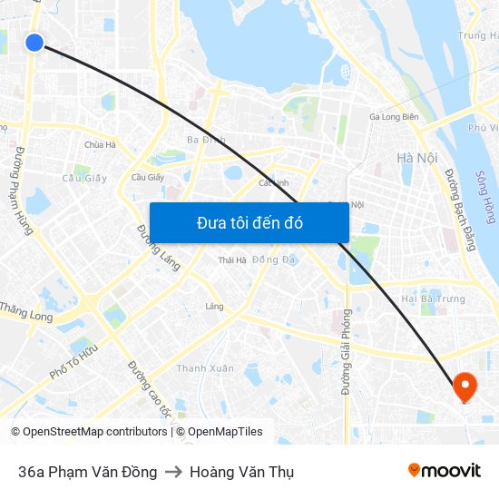 36a Phạm Văn Đồng to Hoàng Văn Thụ map