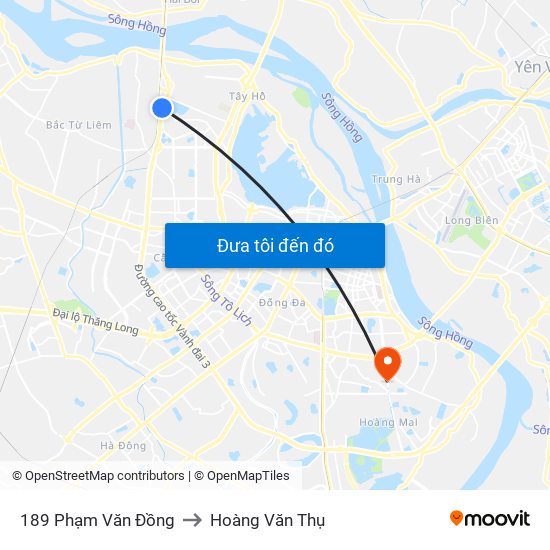189 Phạm Văn Đồng to Hoàng Văn Thụ map